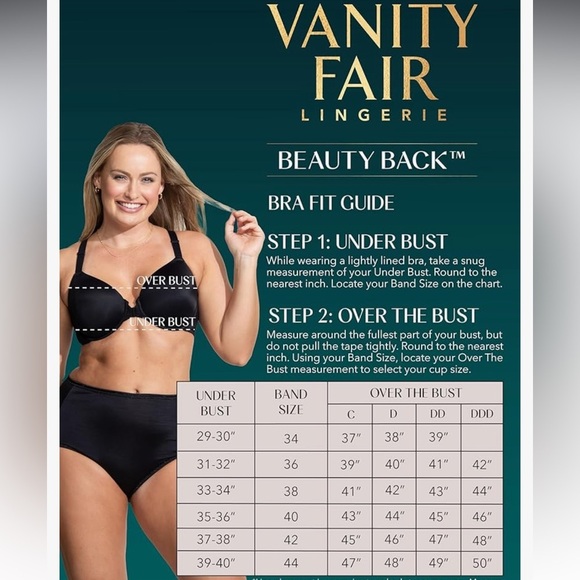 NWT Vanity Fair Full Figure Sz 42H Beauty Back Women's Black Full Coverage Bra - Picture 3 of 10